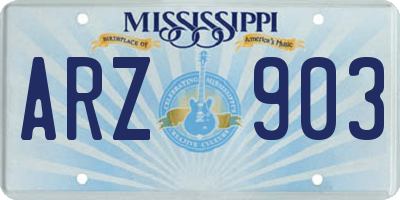 MS license plate ARZ903