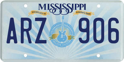 MS license plate ARZ906