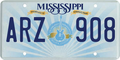 MS license plate ARZ908