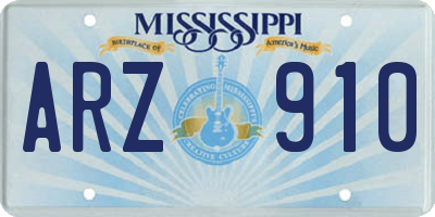MS license plate ARZ910