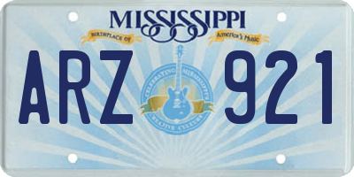 MS license plate ARZ921