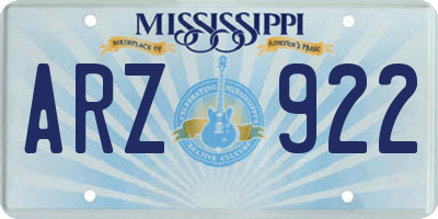 MS license plate ARZ922