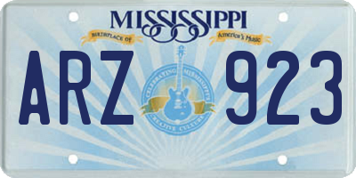 MS license plate ARZ923