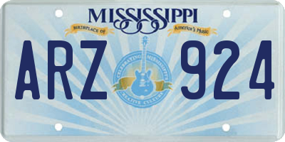 MS license plate ARZ924