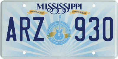 MS license plate ARZ930
