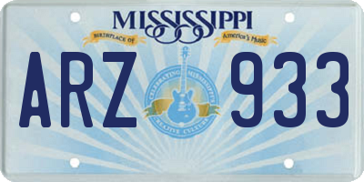 MS license plate ARZ933