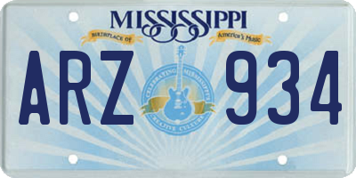 MS license plate ARZ934