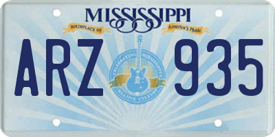 MS license plate ARZ935