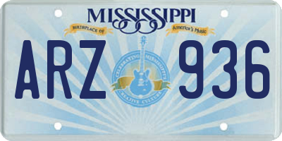 MS license plate ARZ936
