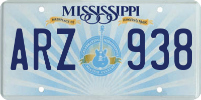 MS license plate ARZ938