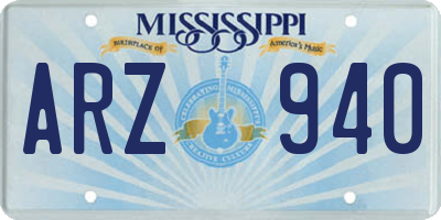 MS license plate ARZ940