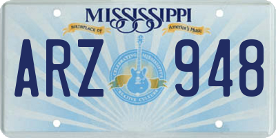 MS license plate ARZ948