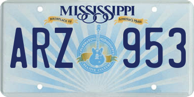 MS license plate ARZ953