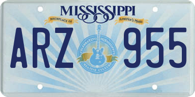 MS license plate ARZ955