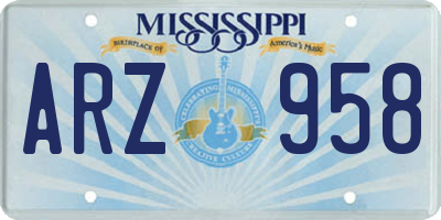 MS license plate ARZ958
