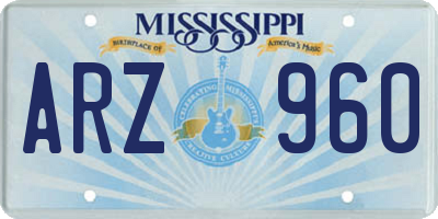 MS license plate ARZ960