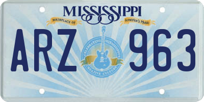 MS license plate ARZ963