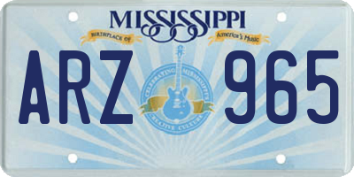 MS license plate ARZ965