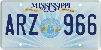 MS license plate ARZ966