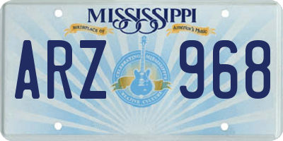 MS license plate ARZ968