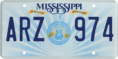 MS license plate ARZ974