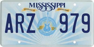 MS license plate ARZ979