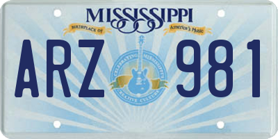 MS license plate ARZ981
