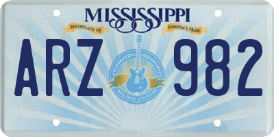 MS license plate ARZ982