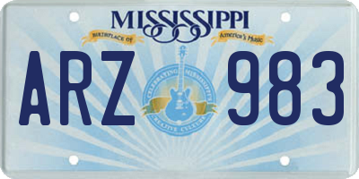 MS license plate ARZ983