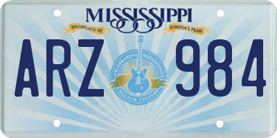 MS license plate ARZ984