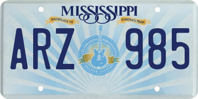 MS license plate ARZ985