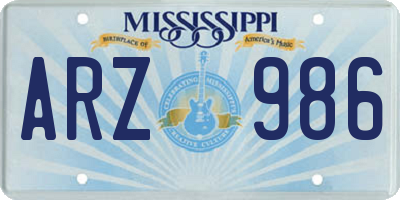 MS license plate ARZ986
