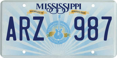MS license plate ARZ987