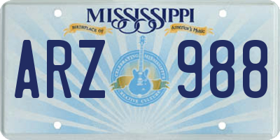 MS license plate ARZ988