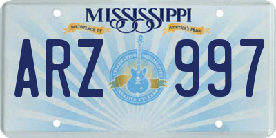 MS license plate ARZ997