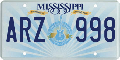 MS license plate ARZ998