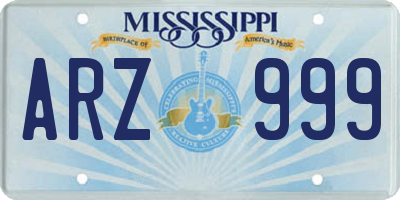 MS license plate ARZ999