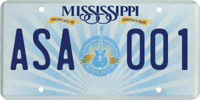 MS license plate ASA001