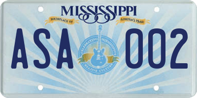 MS license plate ASA002