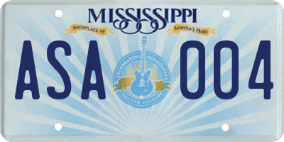 MS license plate ASA004