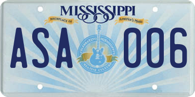 MS license plate ASA006
