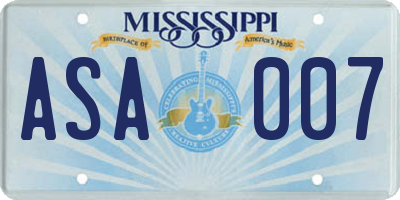 MS license plate ASA007