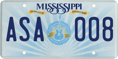 MS license plate ASA008