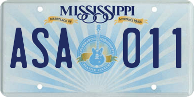 MS license plate ASA011