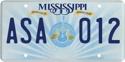 MS license plate ASA012