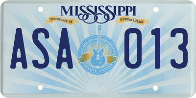 MS license plate ASA013