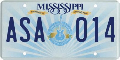 MS license plate ASA014