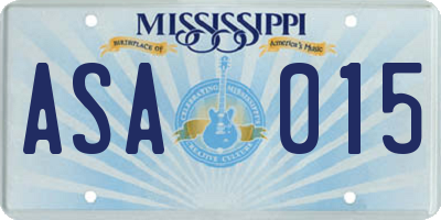 MS license plate ASA015