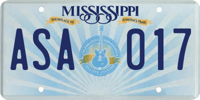MS license plate ASA017