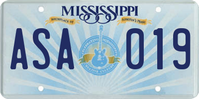 MS license plate ASA019